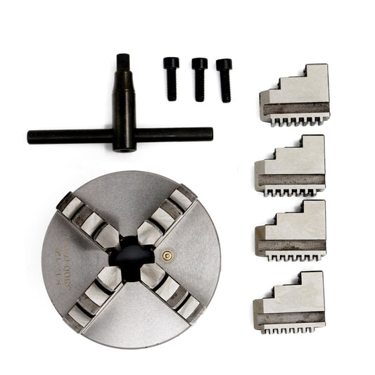 RATTMMOTOR 5" 4-Jaw K12-125mm Self-Centering Lathe Linkage Chuck 3000R/Min 100N.m 17KN, Precision Machining Center Wood Metal Lathe Chuck 30mm Through-Hole for CNC Router Engraver Milling Machine