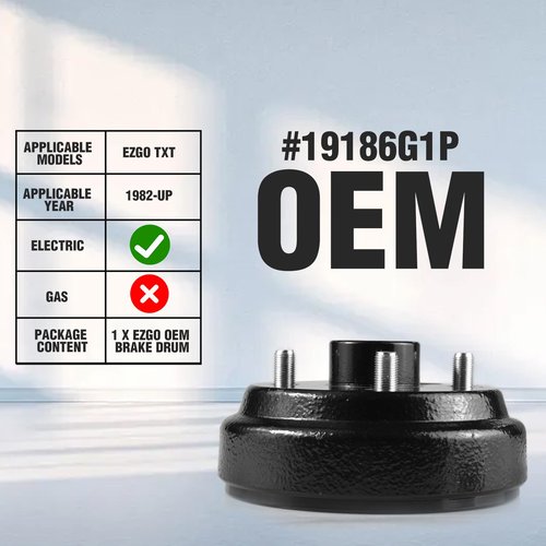 Orle Oko Golf Cart Brake Drum (24 Spline) - Compatible with EZGO TXT 1982-Up Electric & 1982-1993 2-Cycle Gas Models, Replaces OEM# 19186G1P, Durable Replacement Part