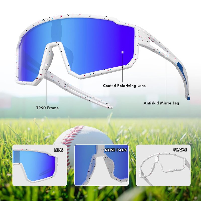 Derowern 3 Pack Kids Baseball Polarized Sunglasses Sports TR90 Lightweight Frame Sun Glass for Boys Girls Age 6-14 Softball Cycling