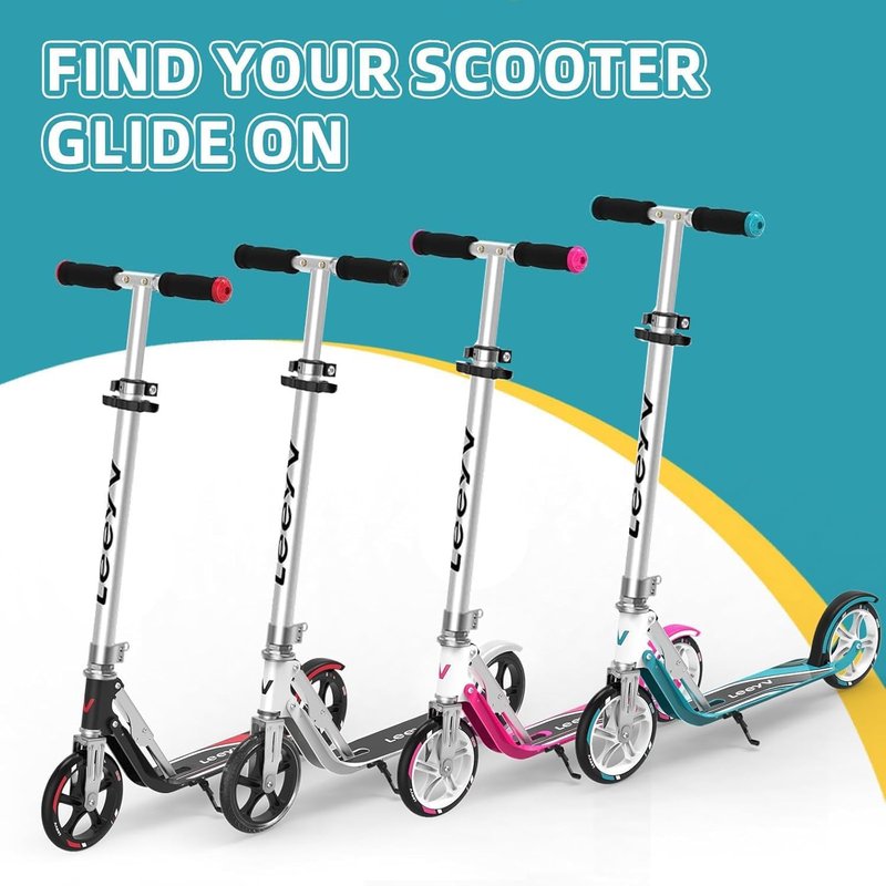 Adult Scooter - Folding, Adjustable Height, Big Wheels, Lightweight All-Aluminum Frame | Suitable for Teens 12+ | 265lbs Weight Limit