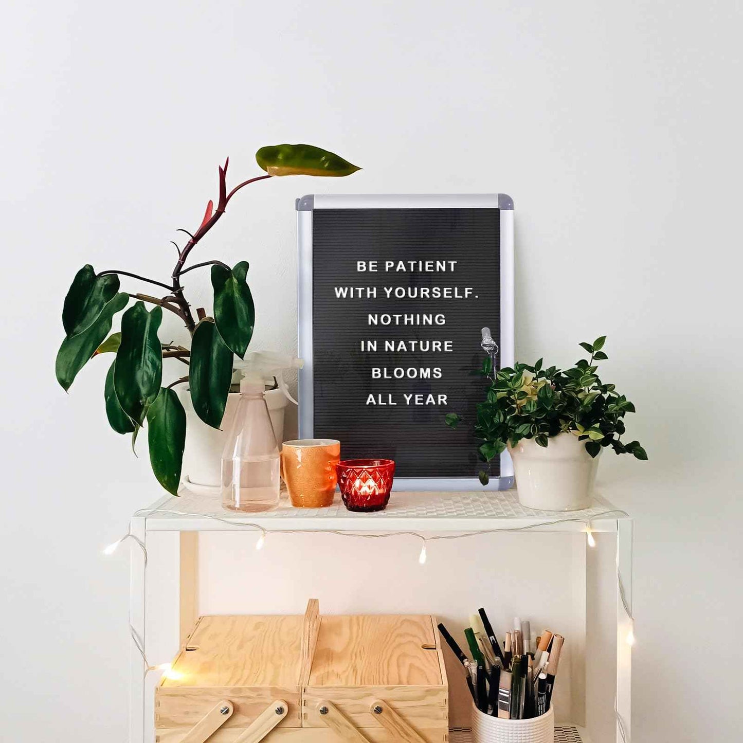 EVERSUPPLY Enclosed Changeable Letter Boards Felt Message Board with Locking Door, Black, Aluminum Frame, 19X12 inches