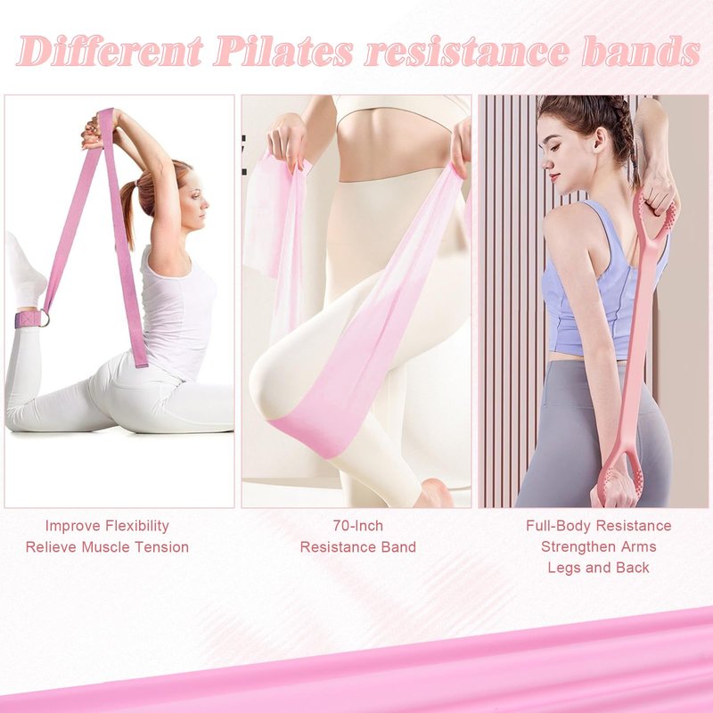 WYDHven Home Pilates Essentials Kit for Women, Complete 13-in-1 Pilates Equipment Ring and Ball Set with 5 TPE Resistance Bands, Ankle Weights, 8-Shaped Pull Band, Stretch Strap and Waterproof Bag