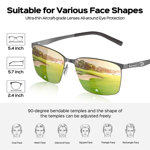 Xoxocos ‌Golf Sunglasses for Men - Polarized HD Lenses for Enhanced Green Reading, UV400 Protection & Glare Reduction - Lightweight & Stylish for Golf, Fishing & Driving‌