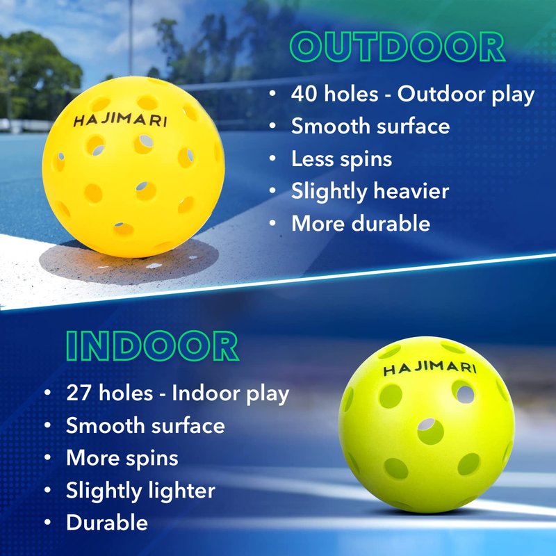 Hajimari Indoor Outdoor Pickleball Balls - 3 Pack 40 Hole USAPA Approved Pickleballs for Indoors and Outdoors, Storage Tube | Beginner and Professional Play | Neon Yellow or Green
