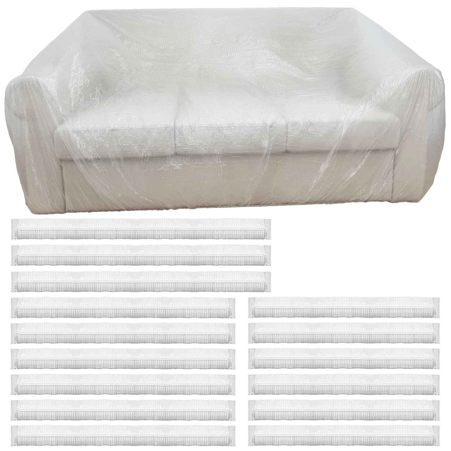 15 Pcs Disposable Furniture Dust Covers with Elastic, Plastic Dust Cover for Sofa Chair Dining Table TV Stand, Extra Large Clear Couch Bed Protector Covers for Moving and Storage, 3 Sizes (3XL 6L 6M)