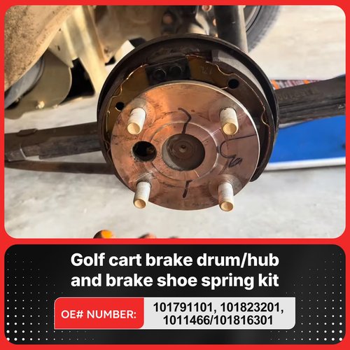 Fit4drive Golf Cart Brake Drum/Hub and Brake Shoes Spring Kit Fit for Club Car DS 1995-Up &Precedent 2004-Up, OEM#101791101, 101823201, 1011466/10181630 (101791101)