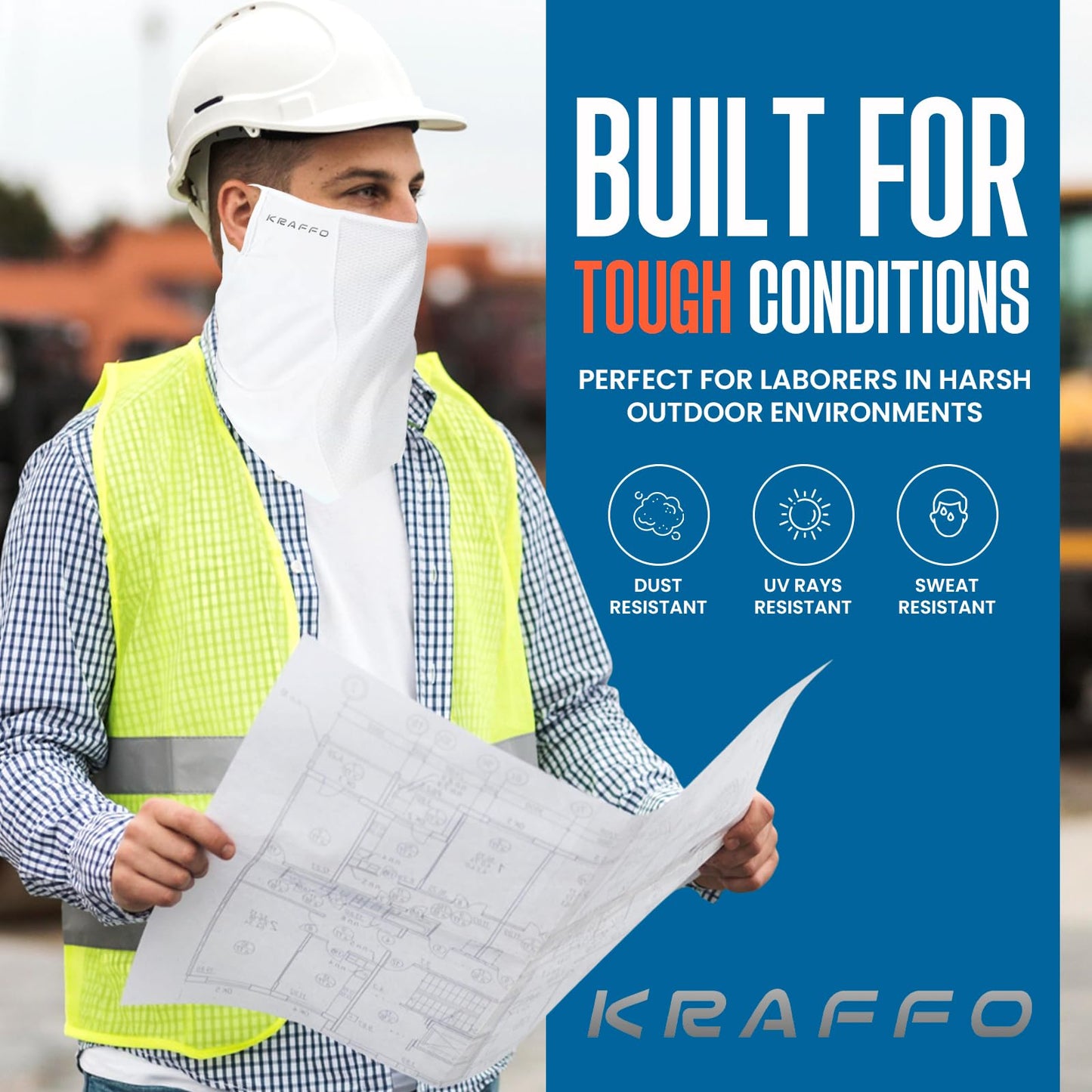 KRAFFO 2-Pack Ice Silk UV Protection Neck Gaiter – UPF 50+ Cooling Face Mask for Running, Hiking, Cycling – Breathable, Lightweight, Reusable – White or Black – Gift-Ready Packaging