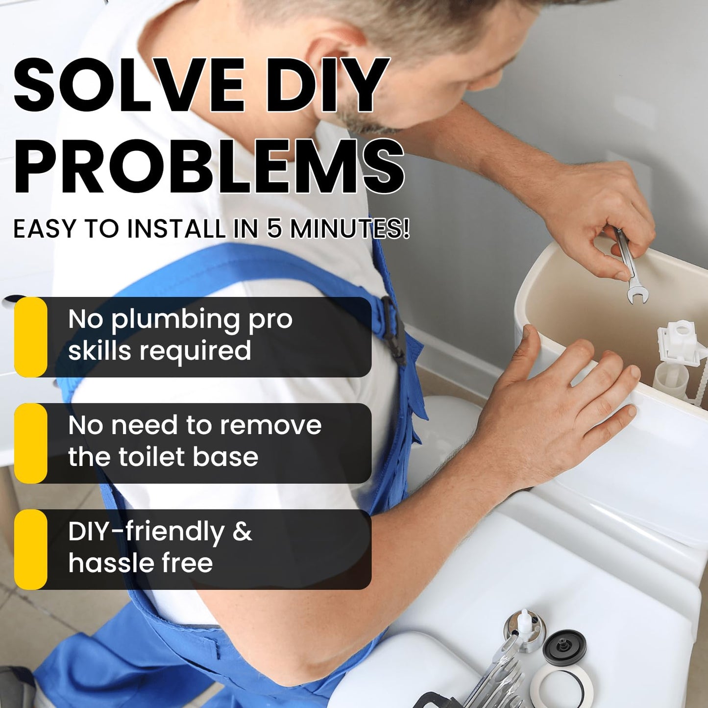 HONSNKS 4 Pcs 83143 Toilet Fill Valve Seal Replacement, Universal Rubber Diaphragm for Fluid-master 200, 242, 400 and 747 Models, Easy DIY Fix (Black)