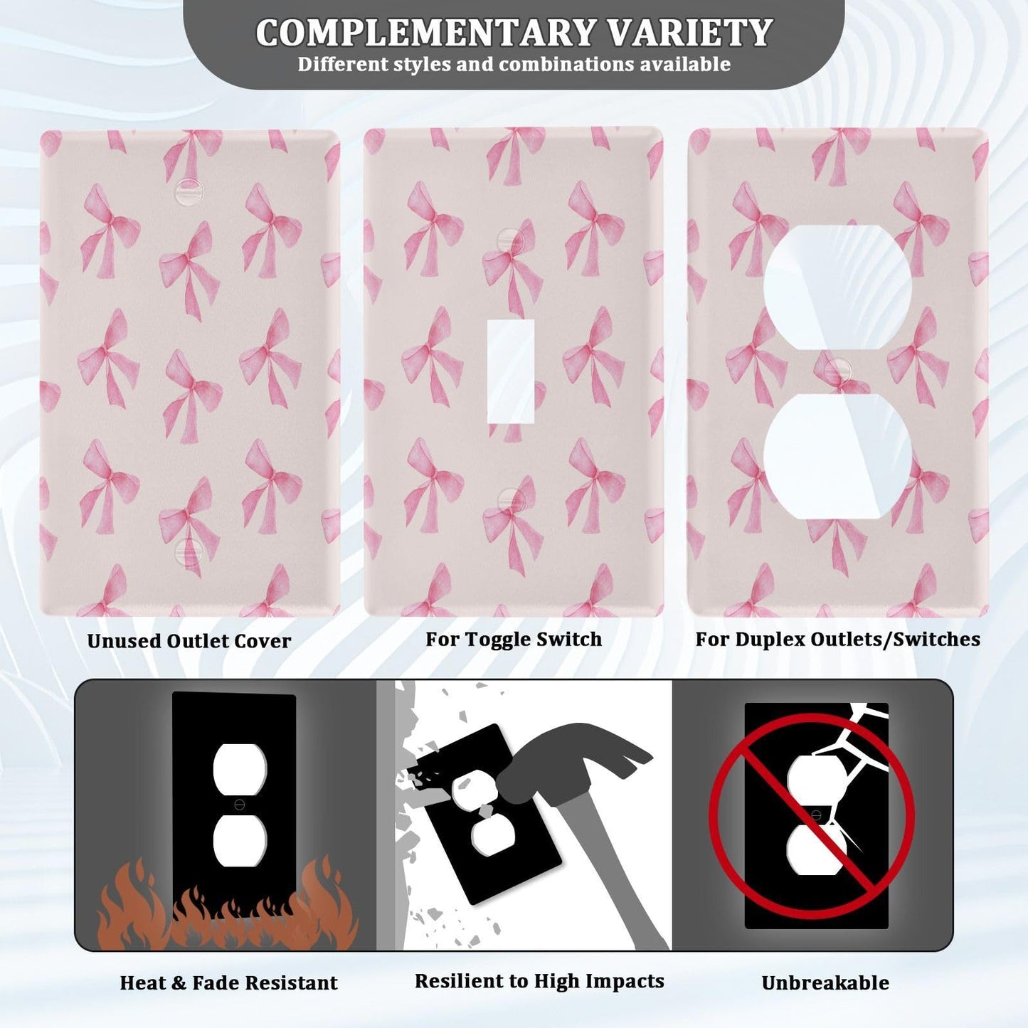 Blueangle Toggle Light Switch Wall Plate Cover - Pink Bow Light Switch Cover Decorative Outlet Cover Wall Plate, Size 1-Gang 4.53 x 2.76 Inch