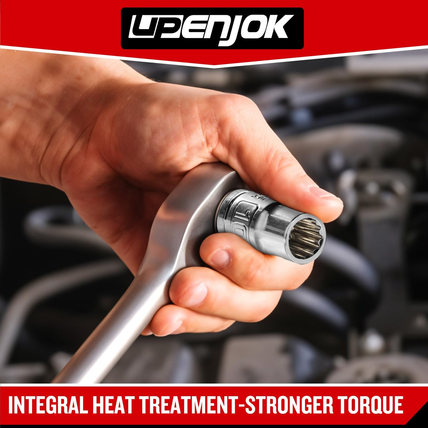 Upenjok 6PCS 3/8" Drive 10mm Socket Set, Deep & Shallow, Mirror Finish, Cr-V Steel