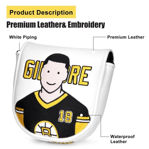 Golf Mallet Putter Cover Head Cover, Funny Happy Gilmore Magnetic Closure Premium Leather Headcovers Golf Mallet Putter Cover for Golf DF3 Putter