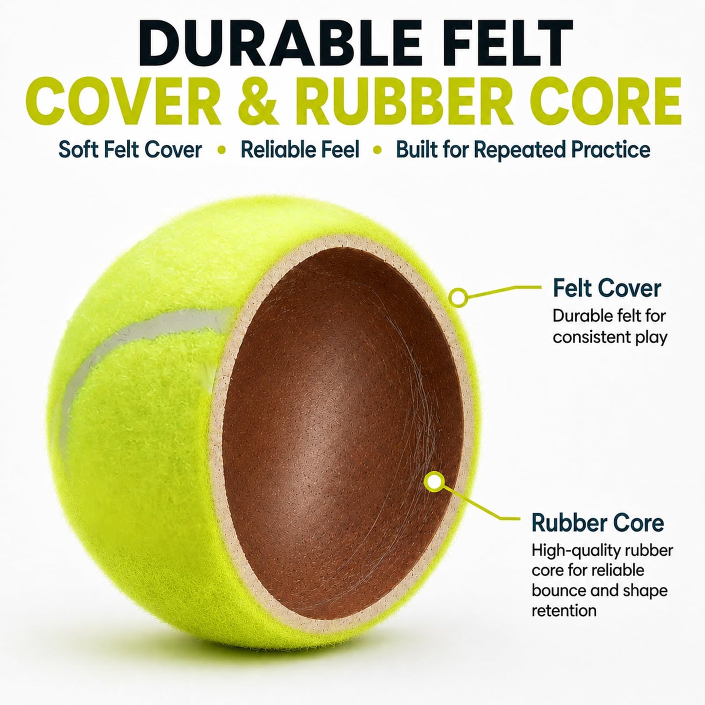 INSUM Bulk Tennis Balls for Beginner – 12 Pack High Elasticity Practice Tennis Balls with Mesh Bag, Suit for Pet Dog Training, Fetching (Yellow)