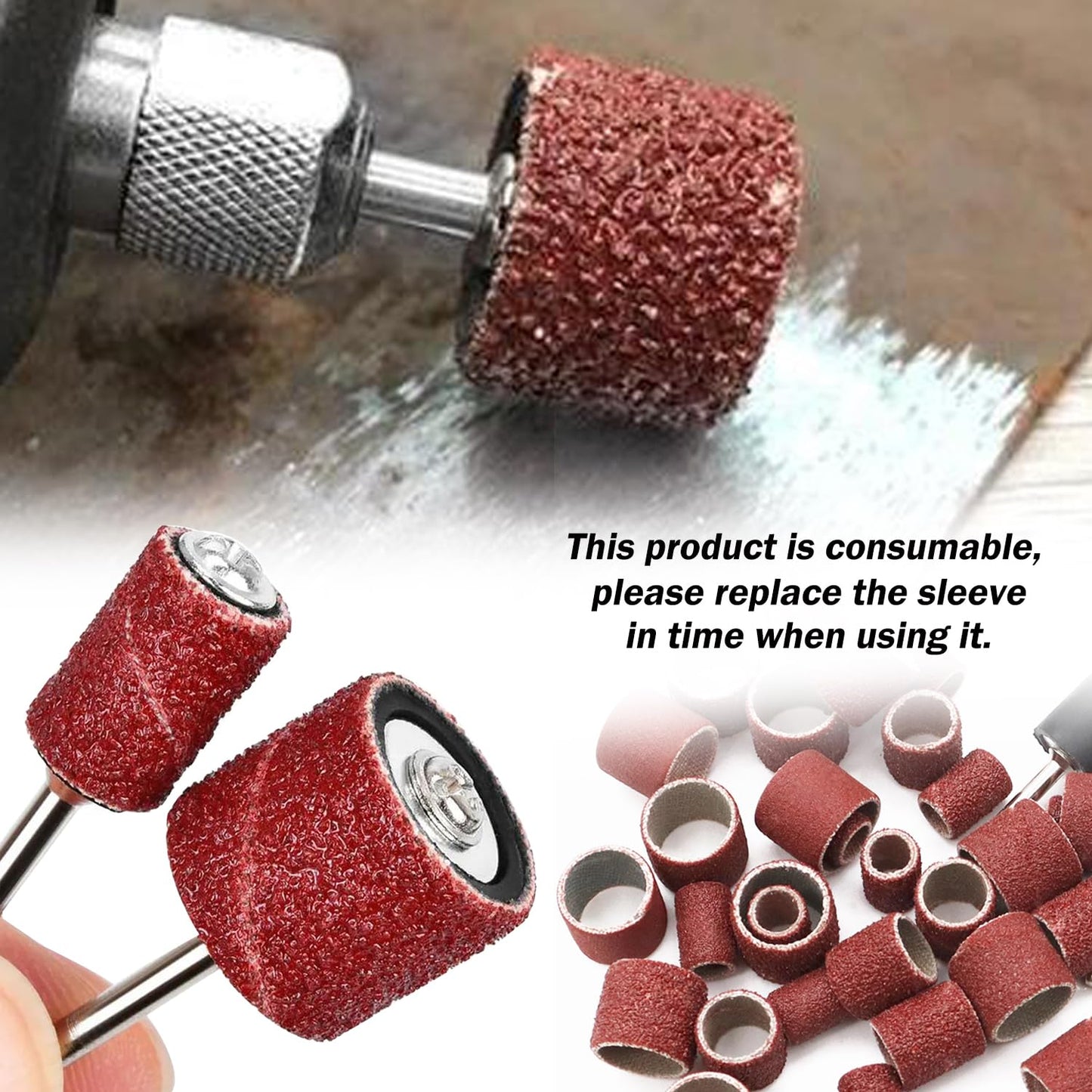 Sunxeke Sanding Drum Set for Dremel Rotary Tools-Includes 138 Aluminum Oxide Drum Sander Sanding Sleeves (80,120,240 Grit),12 Drum Mandrels and 9 Sanding Bits,Sanding Bits Tool Accessories with Box