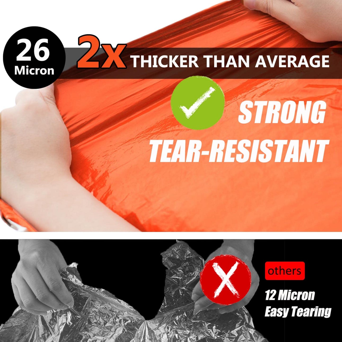 Frelaxy Emergency Blanket 2 Pack, Extra Thick Large Space Blankets