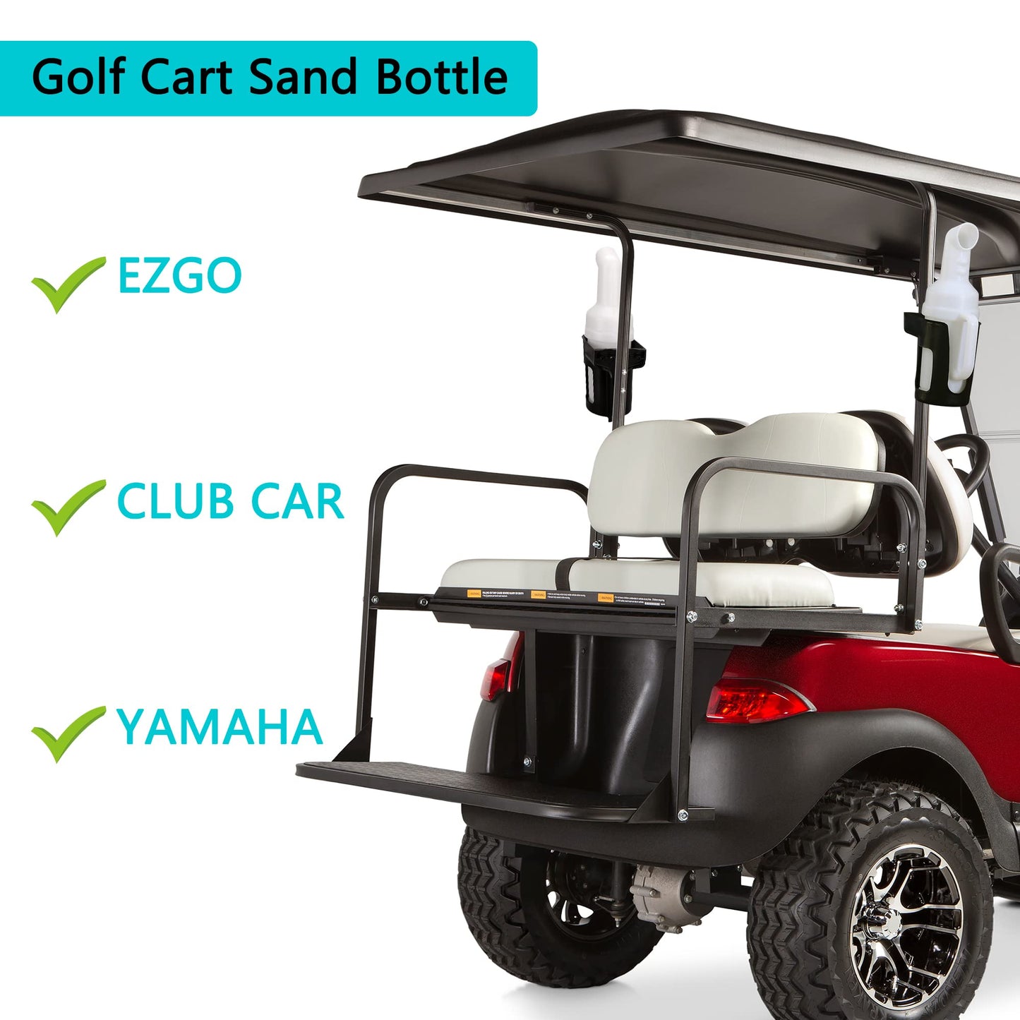 10L0L 2025 Newest Golf Cart Sand Bottle for Yamaha EZGO Club Car with Grip Hand Design, Divot Filler Sand Bottle Assembly with Rattle Proof Holder (2 Pack)