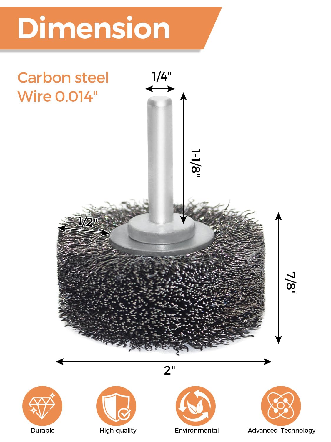 OSFTBVT Wire Wheel Brush 2x7/8in for Drill 2Pack, Heavy Duty Carbon Steel Wire Brushes for Rust,Paint,Oxides,Corrosion Removal 1/4in Shank Drill Rotary Attachment