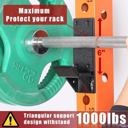 SYL Fitness J-Hooks for Squat/Power Rack - Available in 2"x2" and 3"x3", Heavy Duty J-Cups Barbell Holder with UHMV Pads (For 3"x3" Rack with 1" Hole)