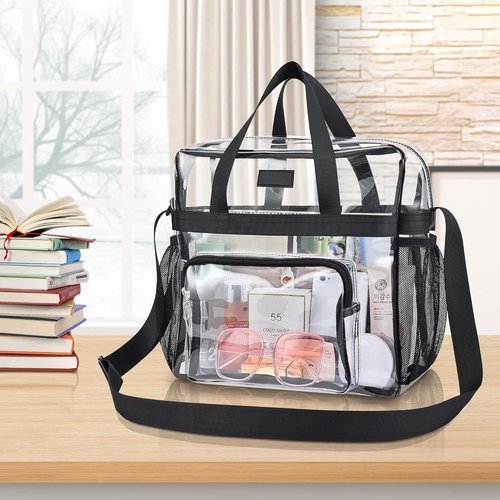 Bagenius Clear Tote Bag - Stadium Approved 12x6x12 Game Day Satchel with Shoulder Strap for Events