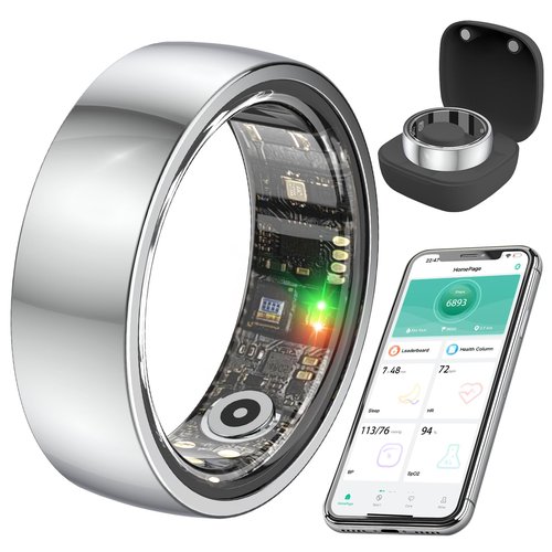 KYUHJU Smart Health Ring for Women Men,Fitness Rings Tracker with Blood Pressure Monitor Heart Rate Blood Oxygen Sleep Monitor IP68 Waterproof Step Counter Calorie Tracker Health Rings g6b4t6n4t