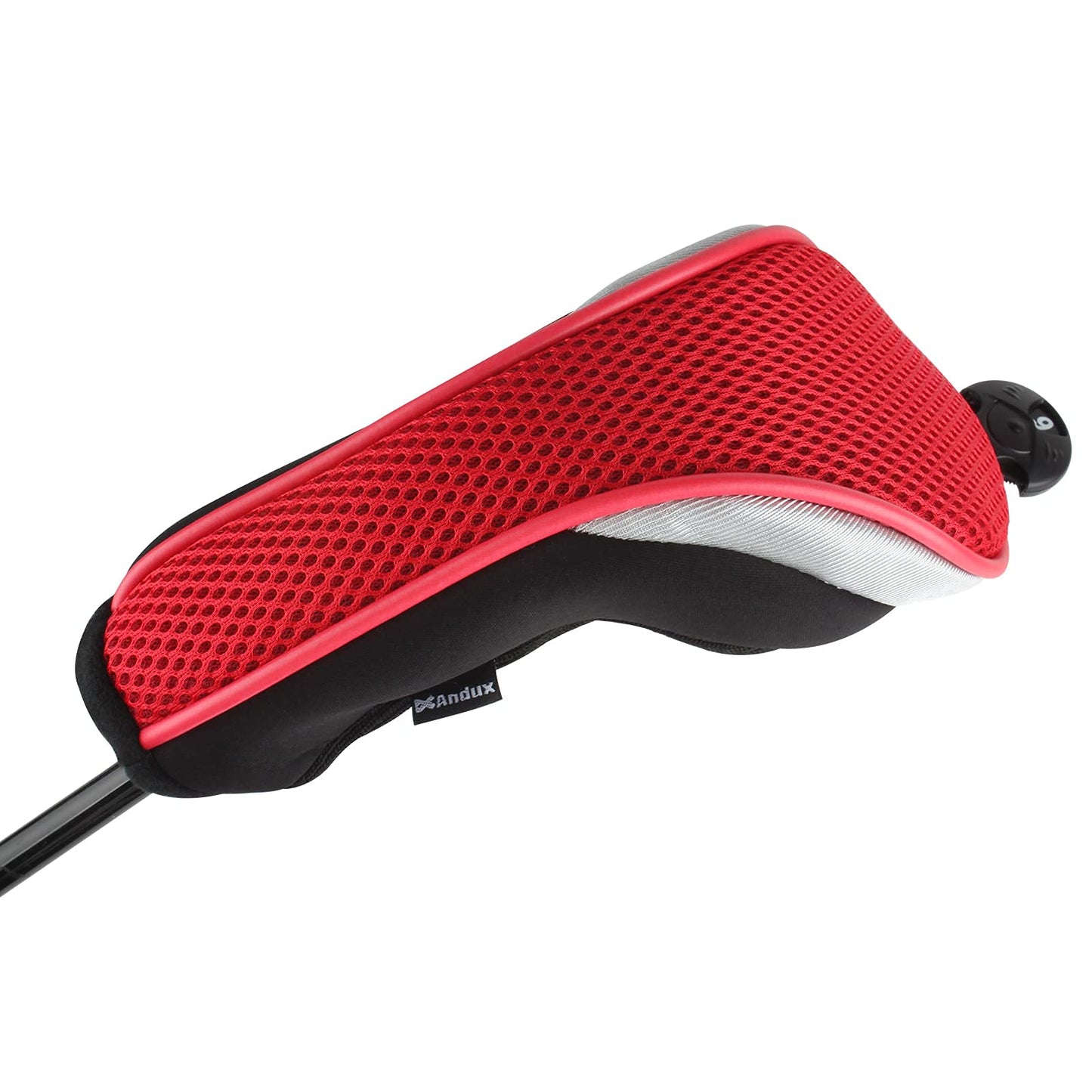 Andux Pack of 2 Mesh Golf Hybrid Club Head Covers Black/Red