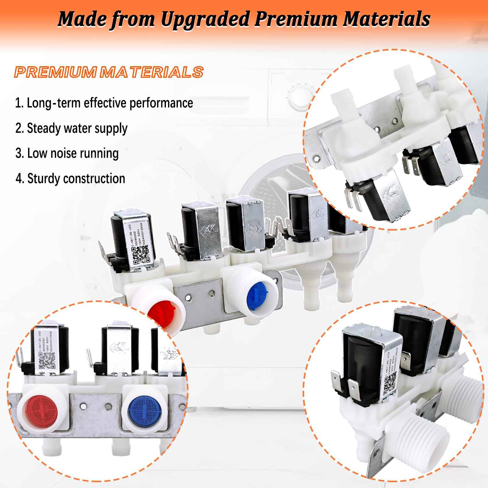 WH23X29553 Washer Water Inlet Valve for GE Washing Machine Water Valve Replacement Parts AP6983554 PS12743643 0024000126GA 33090202