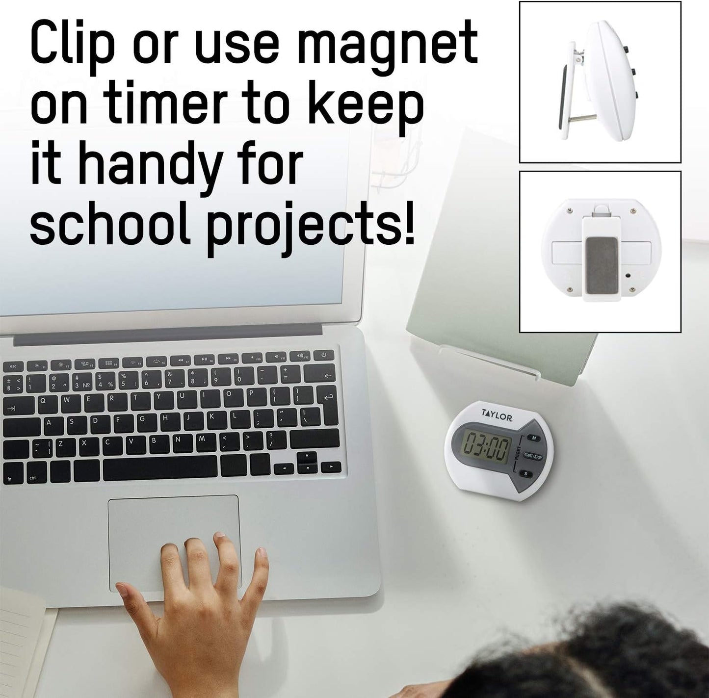 Taylor Digital Timer - Versatile Countdown & Count-Up Timer for School, Projects, and Kitchen Tasks