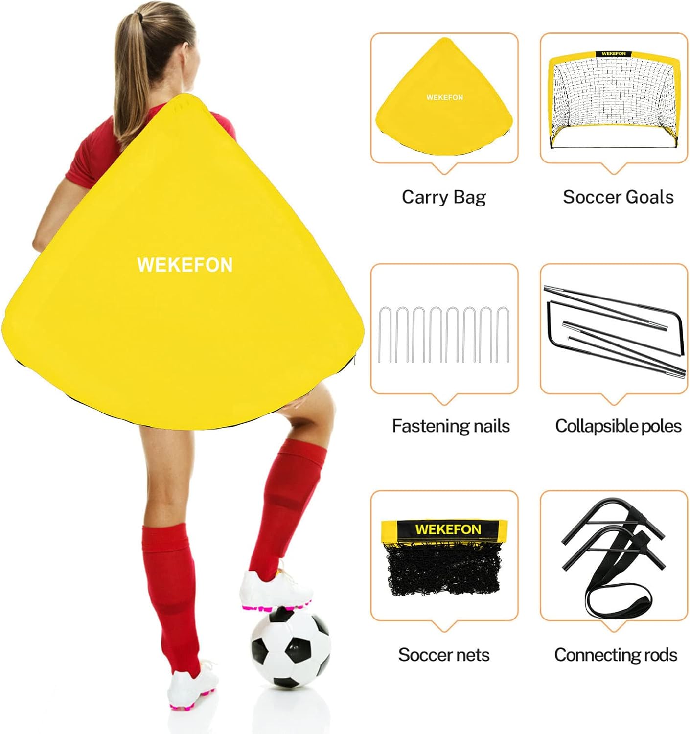 Skiennix Portable Soccer Goal - Arched Design with Carry Bag - 5x3.1ft for Kids & Adults