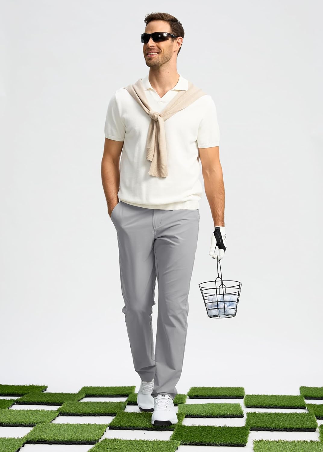 Pudolla Men's Golf Pants - Lightweight Quick-Dry Stretch Trousers | Comfy Casual Slacks with Pockets (30"/32"/34")
