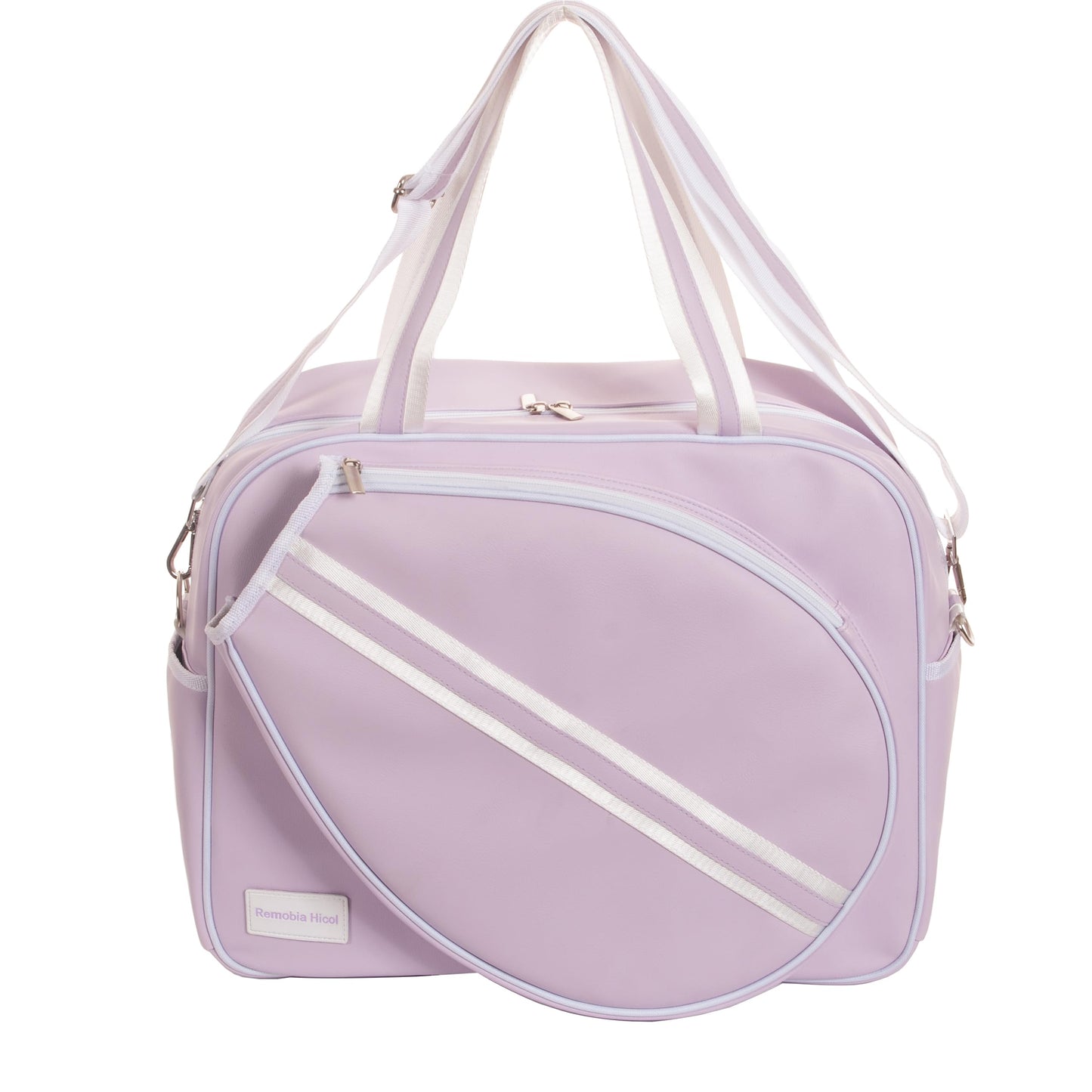 Remobia Hicol Purple PU Leather Women Large Sports Handbag Tennis Racket Shoulder Bag Tennis Tote Bag for 2 Rackets, with Water Bottle Holder