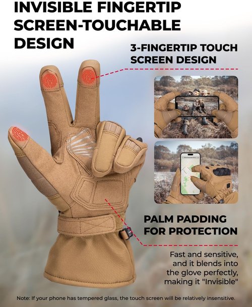 KEMIMOTO Tactical Gloves - Winter Warm Motorcycle Gloves with Touchscreen & Hard Shell Protection