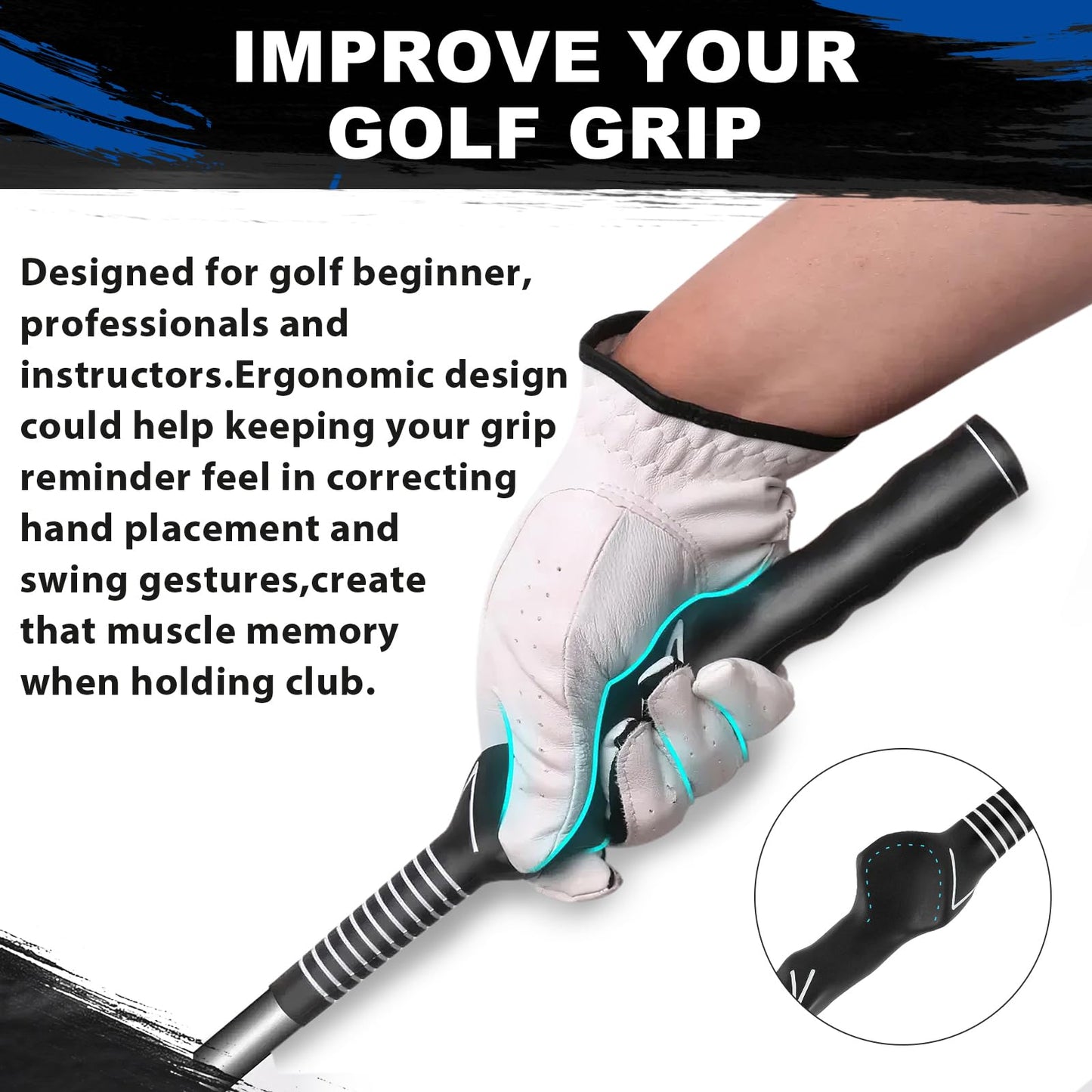 KALAUTO Golf Training Grip Right-Handed | Golf Grip Trainer | Golf Swing Training Grip Trainer,Standard Sized (Right-Hand 2PCS)