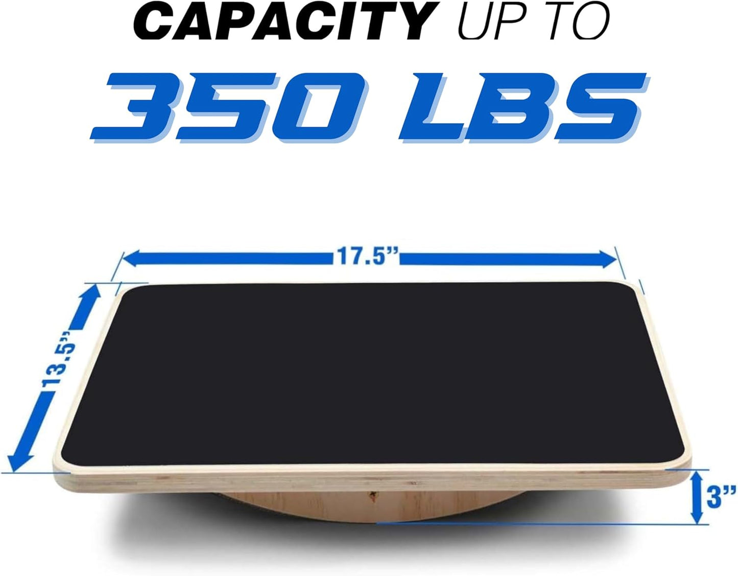 Yes4All 350LBS Wooden Balance Board - Anti-Slip Wobble Board for Leg Workouts | Ideal for Standing Desks