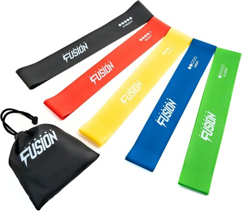 Fitness Fusion Resistance Loop Bands Set of 5 - Durable, Non-Slip Design for Home & Gym Workouts