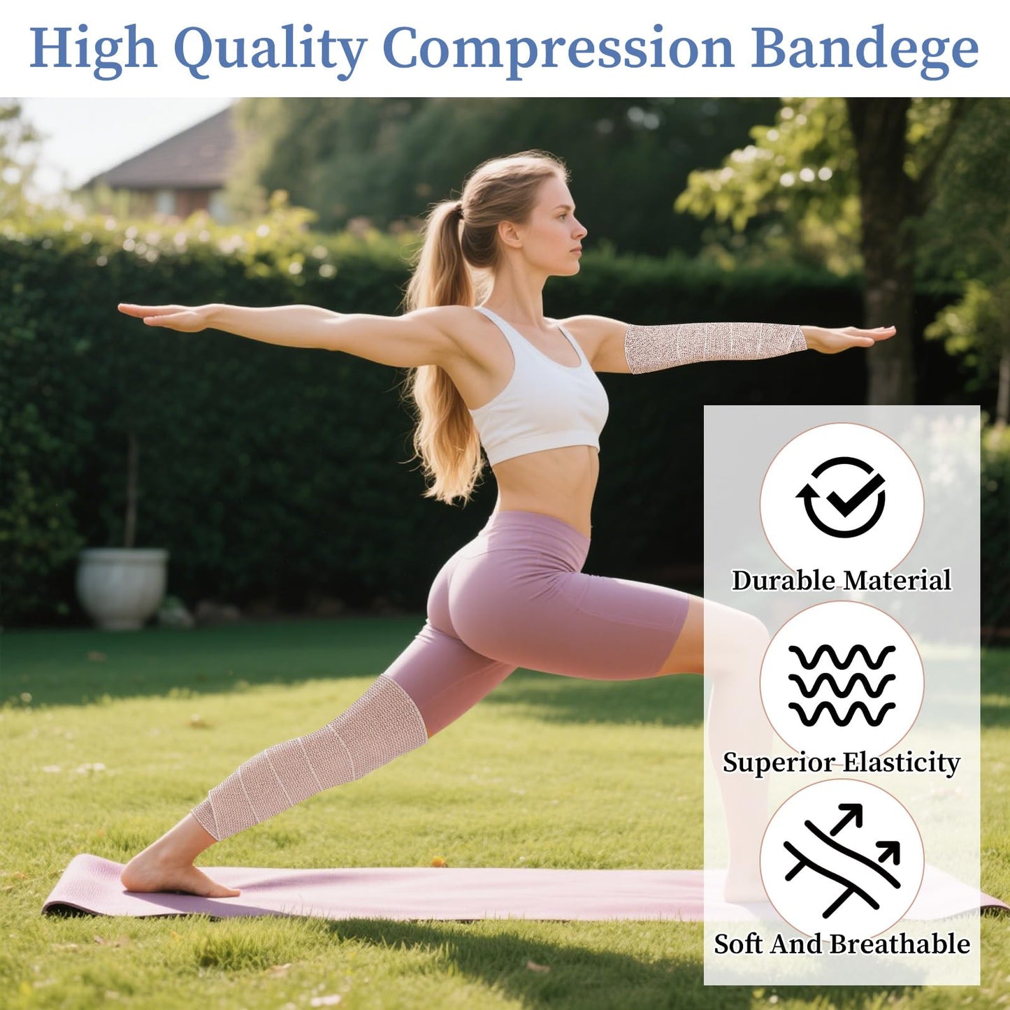 20 Pack Elastic Bandage Wrap, 4 Inch Athletic Stretchable Compression Bandage with Self Closure on Both Ends for Wrists, Legs, Elbow, Knee, Shoulders Wraps