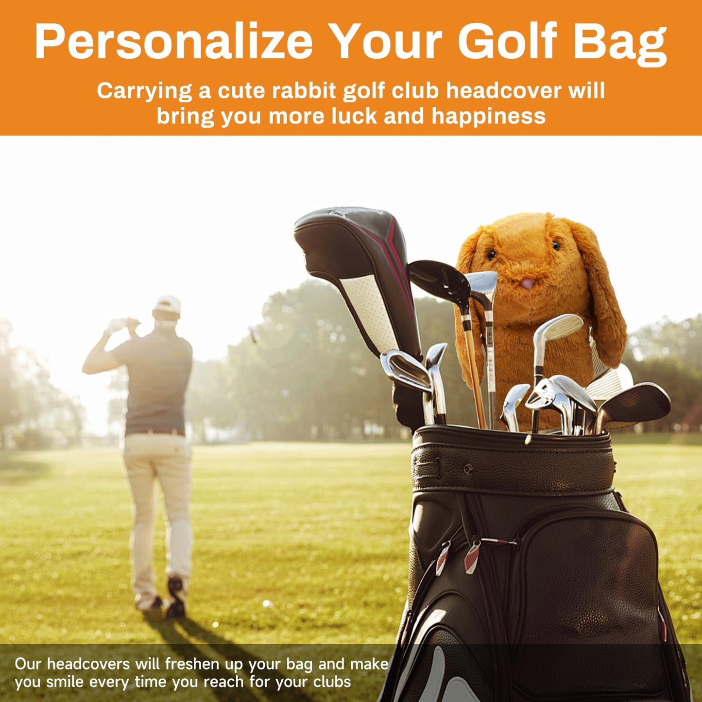 Funny Rabbit Golf Club Covers Animal Golf Club Head Covers Plush Driver Headcover Fits 460cc Driver Golf Accessories