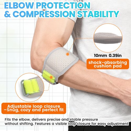 Euralypstic Tennis Elbow Brace, Adjustable Strap with Compression Pad for Forearm Tendon Pain Relief, Tendonitis, Tennis & Golfer’s Elbow, Fits Weightlifting, Golf, Tennis, Men & Women, 1 Pack