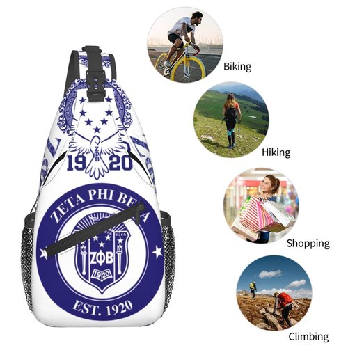 Sorority Paraphernalia Zeta Crossbody Sling Backpack: Anti-Theft Design with Adjustable Shoulder Straps on Both Sides and Two Spacious Compartments. An Ideal Gift for Sorority Members.