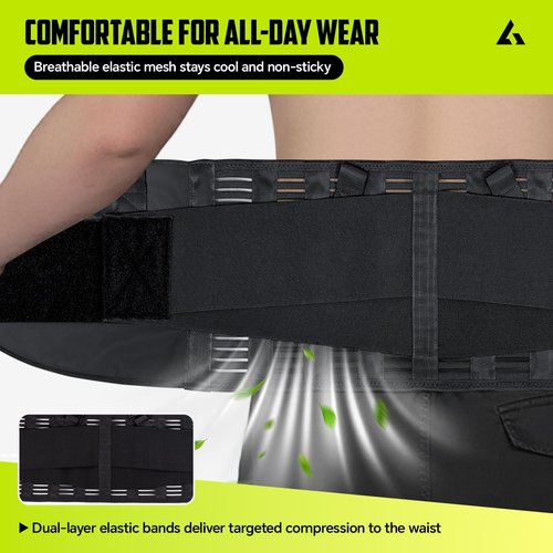 FHOCSLO Work Back Brace for Lower Back Pain with Suspenders, Adjustable Lumbar Back Support Belt for Men & Women-Heavy Lifting, Safety Protection, Sciatica Relief (XL)