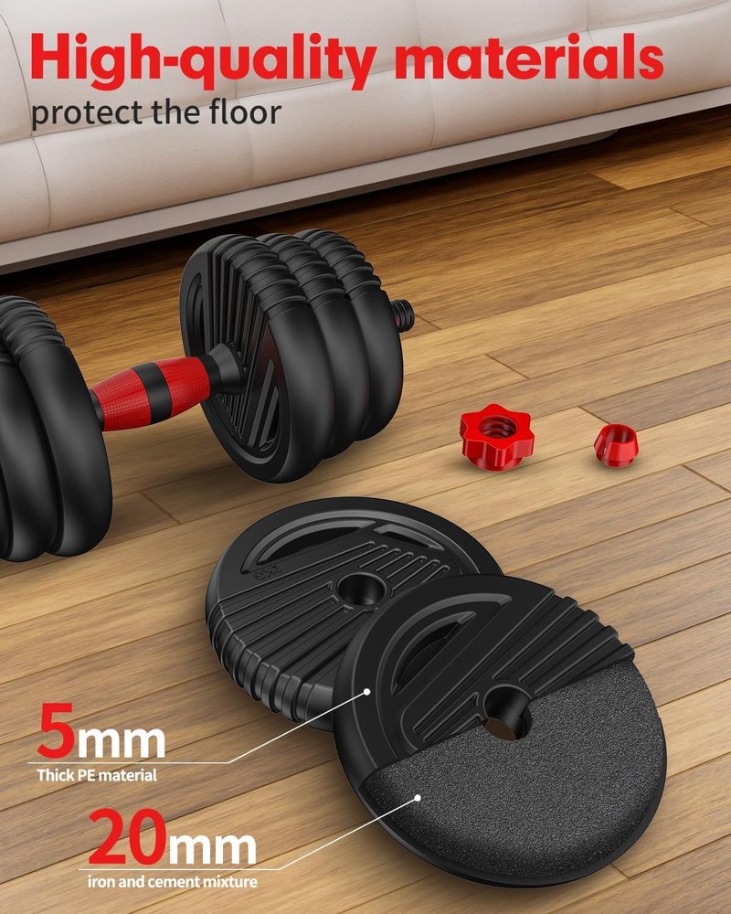 Trakmaxi Adjustable Dumbbell Set 20LBS/35LBS/55LB/70LBS Free Weights Dumbbells, 4 in 1 Weight Set, Dumbbell, Barbell, Kettlebell, Push-up, Home Gym Fitness Workout Equipment for Men Women(20LBS)