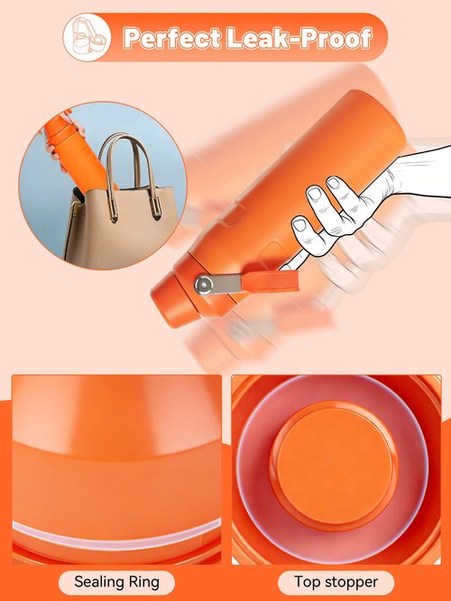 Lid Replacement for Stanley IceFlow Fast Flow Bottle, Top Cover for Stanley IceFlow Fast Flow 16oz 24oz 36oz 50oz, Leakproof Lid with Cap Holder for Travel & Sports, Dishwasher Safe BPA-Free,Orange