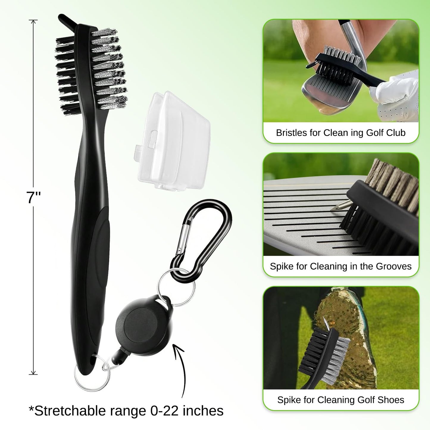 ZGCYSMHT Personalized Golf Towels for Golf Bags - Microfiber Monogrammed Golf Towels for Men/Women, Retractable Brush Tool Kit with Club Groove Cleaner, Custom Golf Accessories for Golfers (Initial K)