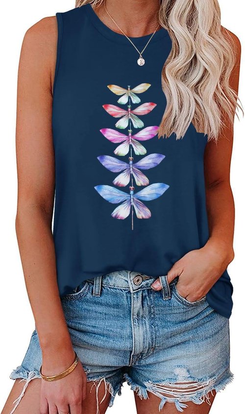 JOELLYUS Women's Casual Tank Tops - Sleeveless Crew Neck Tunic Shirt for Summer | Loose Fit