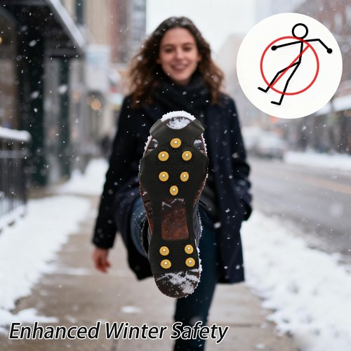 2 Sets Anti-Slip Shoe Spikes for Snow and Ice – Durable Rubber Shoe Covers with Steel Studs, Ice Grippers for Winter Walking, Hiking, and Outdoor Work