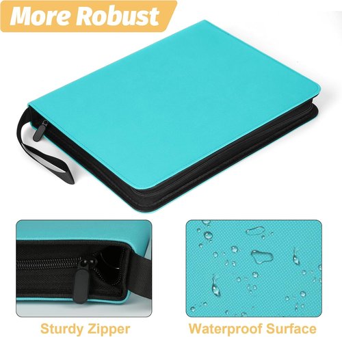 GERMUN 9 Pocket Card Binder - Premium Zip Trading Card Album for MTG, TCG & Sports Cards | Lake Blue, 720 Pockets