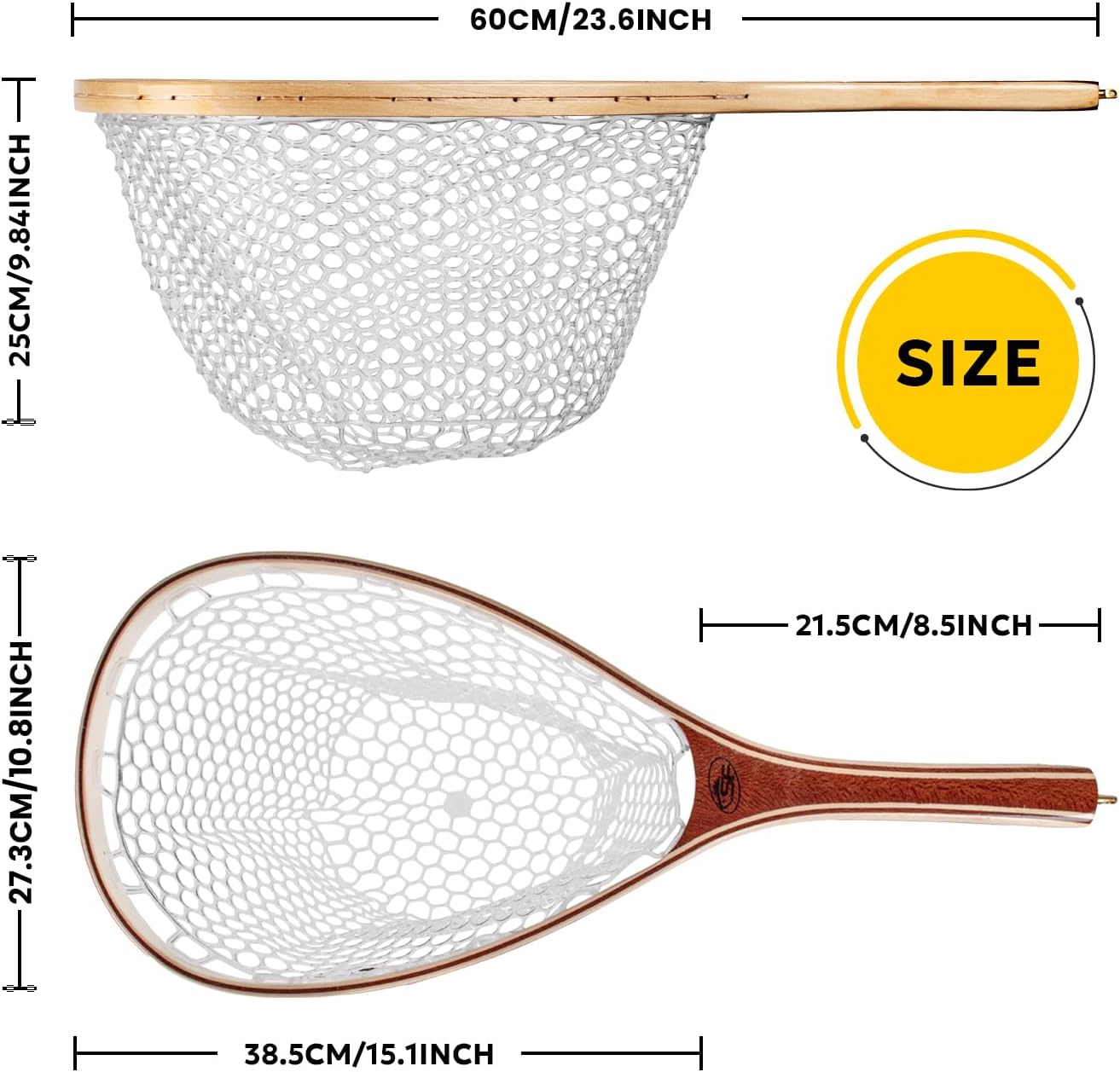 SF Fly Fishing Landing Net - Soft Rubber Mesh Design for Easy Catch & Release | Ideal for Trout Fishing
