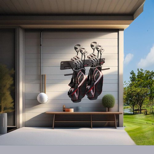 Ecomlively Golf Bag Holder -Golf Bag Wall Mount, Golf Club Storage Organizer for Garage,Golf Bag Storage Rack with PVC Rubber Hooks, Golf Club Organizer for Bag, Wall Hanging Golf Gag Storage, Black