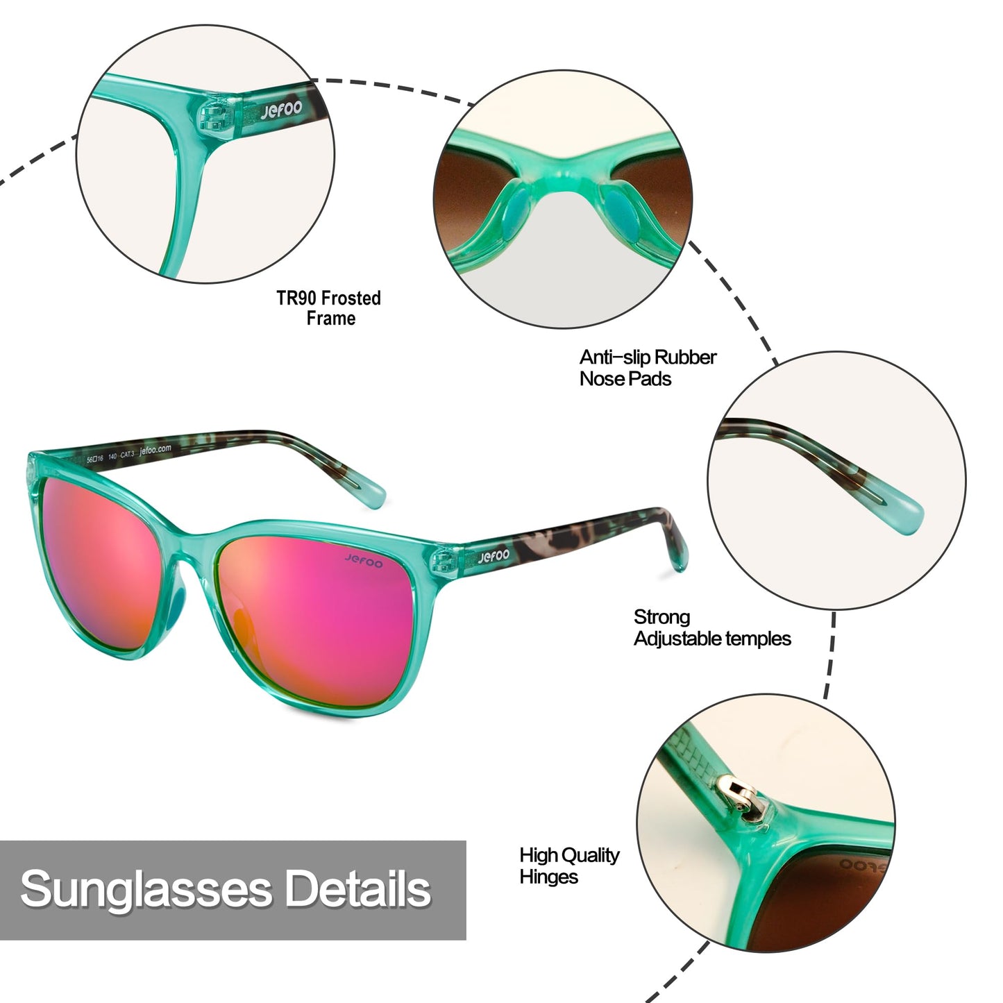 Jefoo Retro Polarized Sunglasses for Men women UV400 Protection for Driving Fishing Hiking Golf Outdoor Sport Glasses