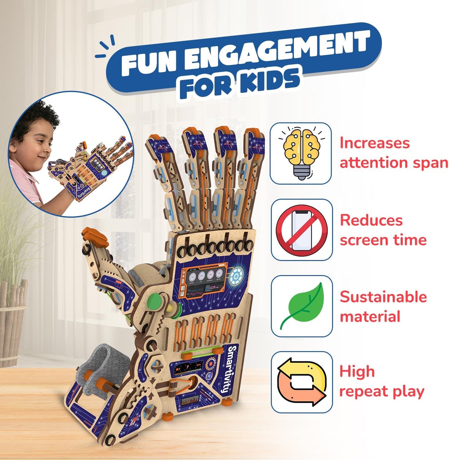 Smartivity DIY Robotic Mechanical Hand - Award-Winning STEM Toy for Kids Ages 8-14 | Perfect Birthday Gift