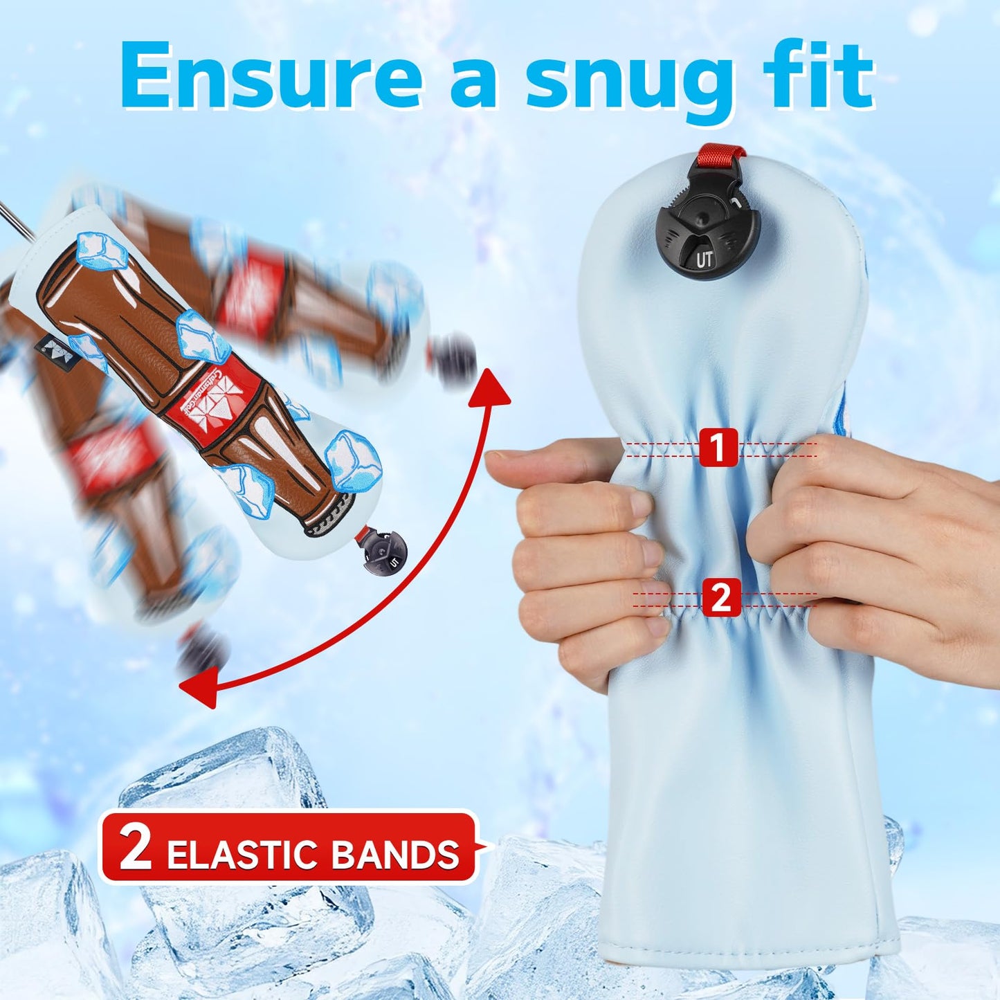 Ice Blue Golf Club Head Cover for Rescue Hybrid Headcover Gift for Men Women with Rotatable ID Tag