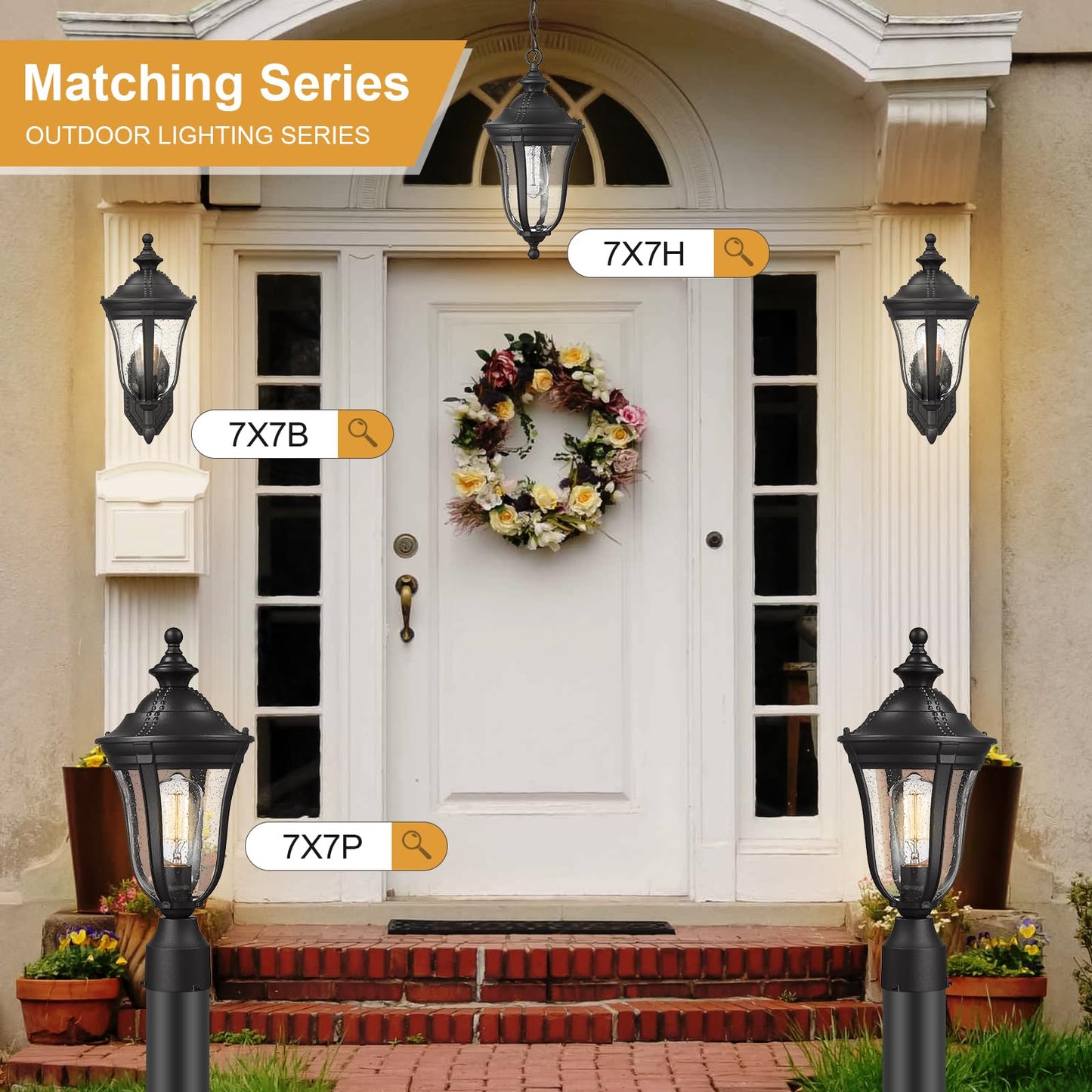 Luminzone Outdoor Wall Lantern, Outdoor Lights Fixtures Wall Mount Exterior Porch Lights, with Seeded Glass, Modern Outside Wall Sconce Lights Waterproof for House Front Porch Patio Garage